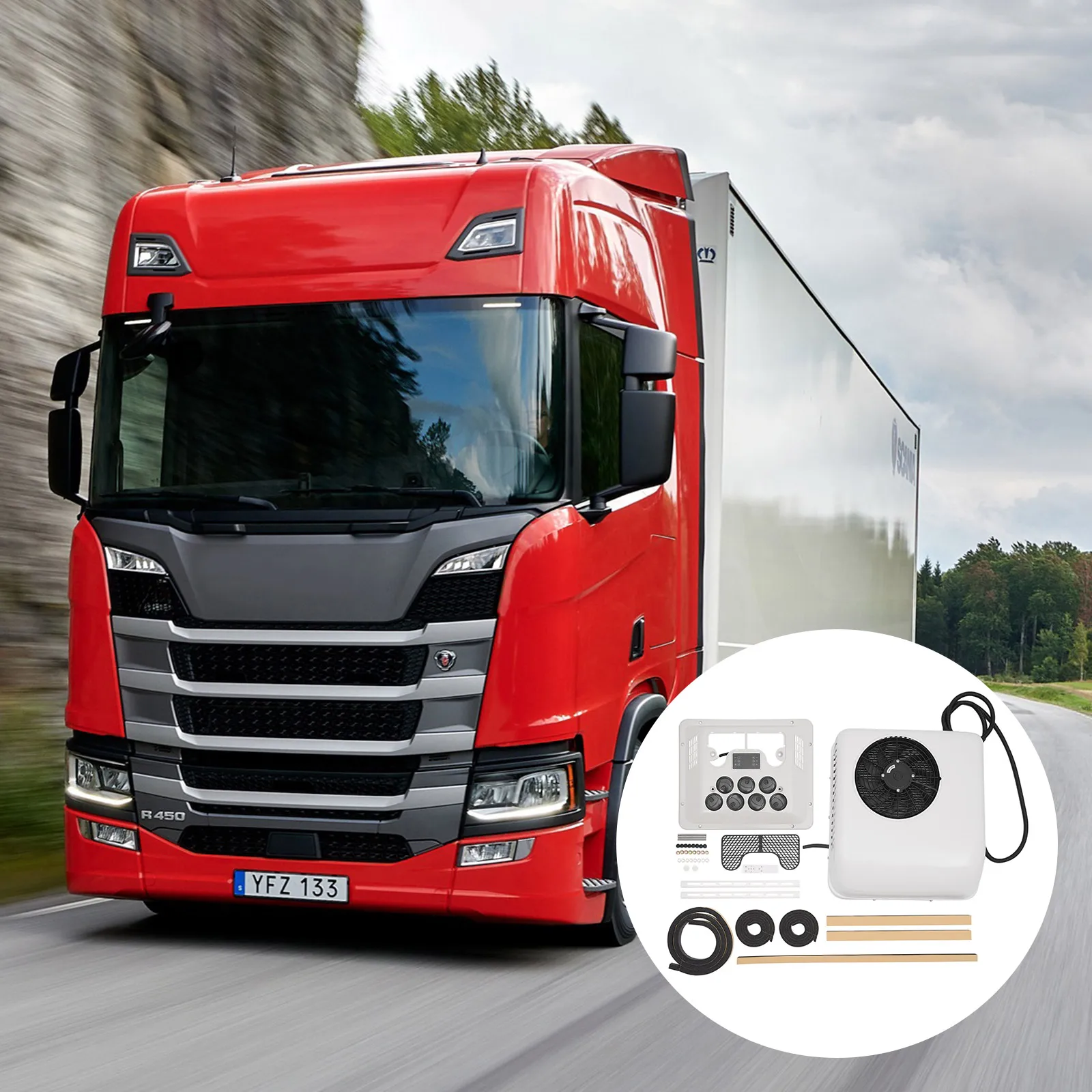 Pendingin & Pemanas RV 12V 750W AC Atap Listrik untuk Truk, RV, Ambulans, Bus, Excavator