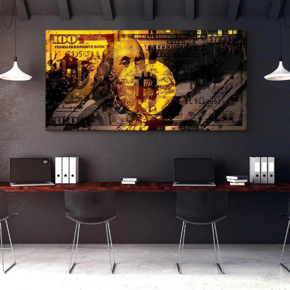 بيتكوين قماش التشفير التاجر جدار الفن الحديثة العملة المشفرة المشارك التاجر مكتب جدار الفن الثور الدب قماش يطبع ديكور التداول