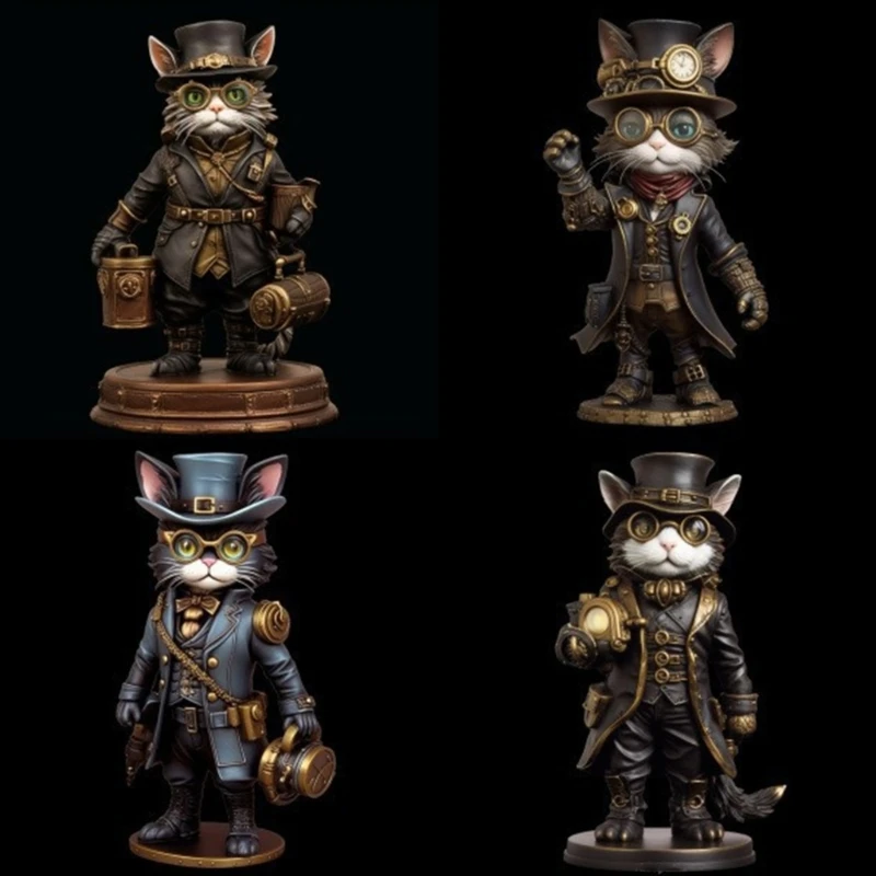 Detailed Steampunk Cats Mini Sculpture Resins Art For Halloween Room Decors Gift best sale