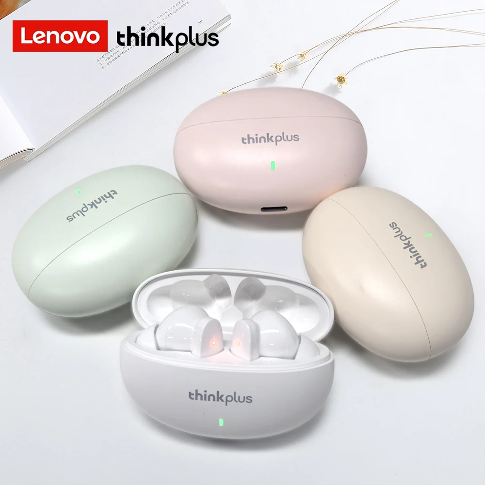 Lenovo thinkplus NEW Wireless Bluetooth Earphones HiFi Stereo Headphones Ear Buds With Mic HD Deep Bass Gaming in-Ear Earbuds