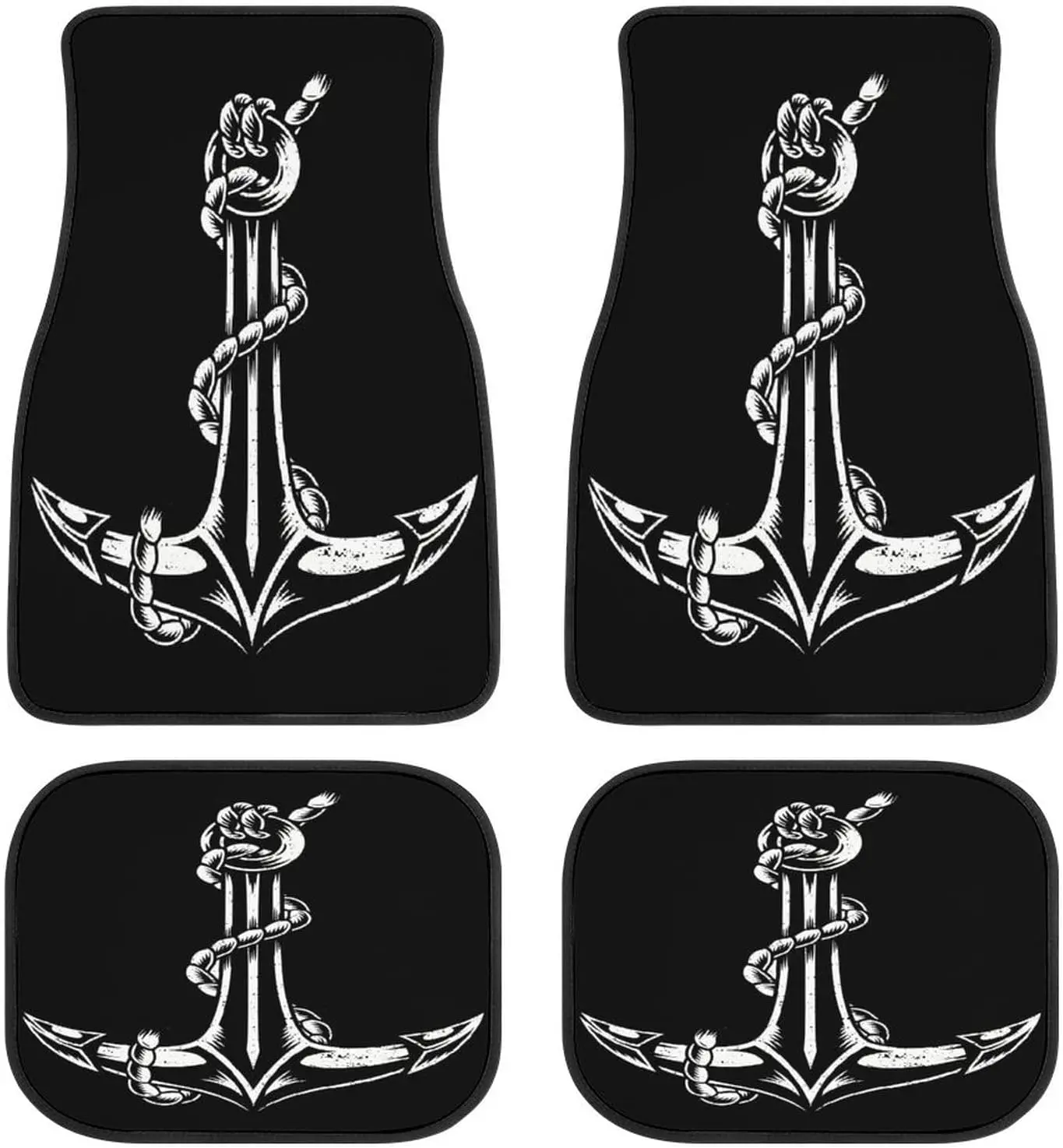 Anchor Blank and White Car Mats Universal Fit Car Floor Mats Fashion Soft Waterproof Car Carpet Front Rear 4 Pieces Full Set Fit