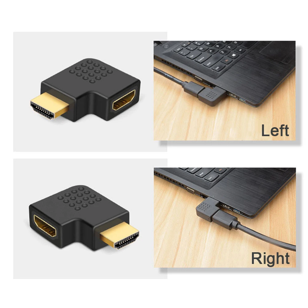 Adapter zgodny z HDMI 90 270 stopni kąt prosty konwerter męski na żeński złącze 4K HD Mini / Micro HDMI-kompatybilny przedłużacz