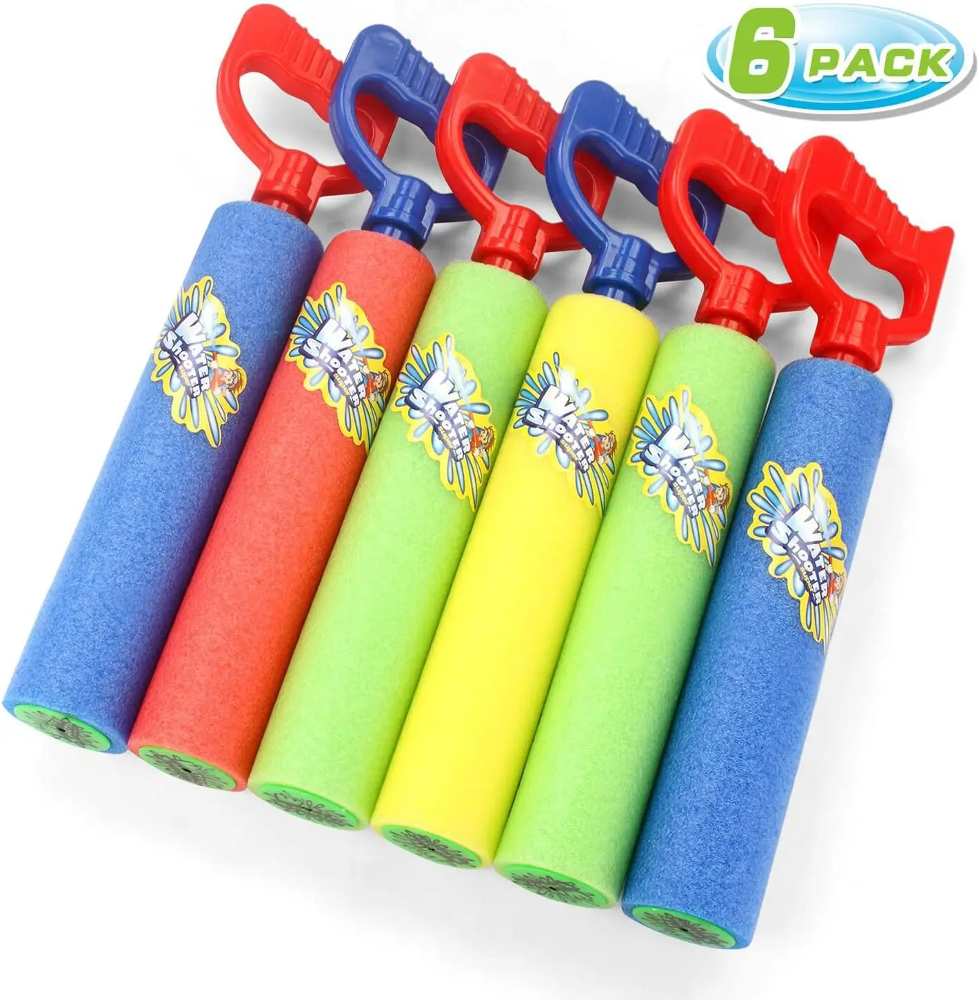 Water Guns 6 Pack, Foam Soakers Blaster for Kids, Outdoor Pool Summer Toys
