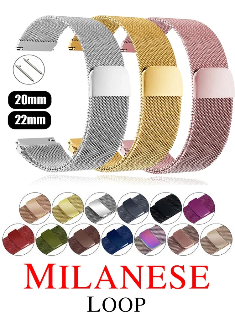 Milanese Loop for Samsung Galaxy watch 6/4/4Classic/5/5Pro/44mm/40mm Strap 20MM 22MM Watchband Bracelet Galaxy Watch 6 Classic