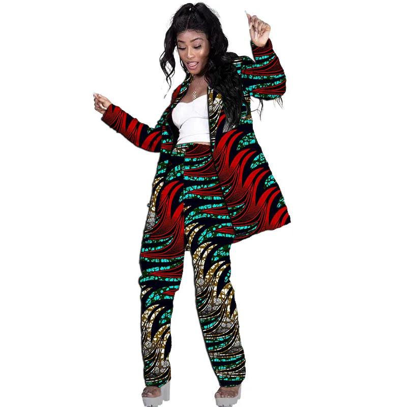 Ankara Styled Women Lengthened Blazers With Pant Tailored Wedding/Party Suits Original Design African Print Female Outfits