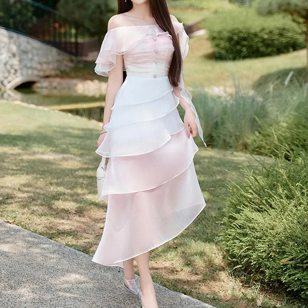 

Exquisite Off the Shoulder Chiffon Evening Dresses Delicate A-Line Ankle Length Boat Neck Short Sleeves Special Occasion Gowns