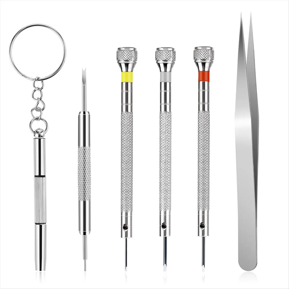 A72P 6PCS Micro-Type Watchmaker Screwdriver 0.8-1.4mm Screwdriver with Tweezer for Eyeglasses Jewelry Repair