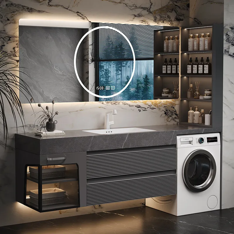 

Комбинированный шкаф для стиральной машины из дуба, раковина для ванной, унитаз, шкаф для ванной комнаты