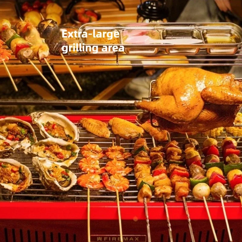 

Outdoor Portable Stainless Steel Charcoal Barbecue Grill Camping Folding Household Grill Rack Multi-functional Stove Equipment