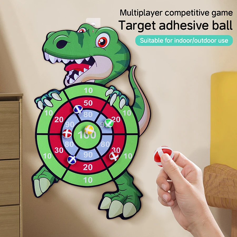 Palla appiccicosa per bambini Bersaglio da lancio Coperta/Esterna Sport genitore-figlio Palla di aspirazione sicura Dinosauro del fumetto Palla appiccicosa Giocattolo