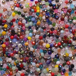 Mixed Color 2 3 4 6 8 10 12mm Faceted Rondelle Crystal Glass Round Loose Spacer Beads For DIY Making Jewelry Accessories