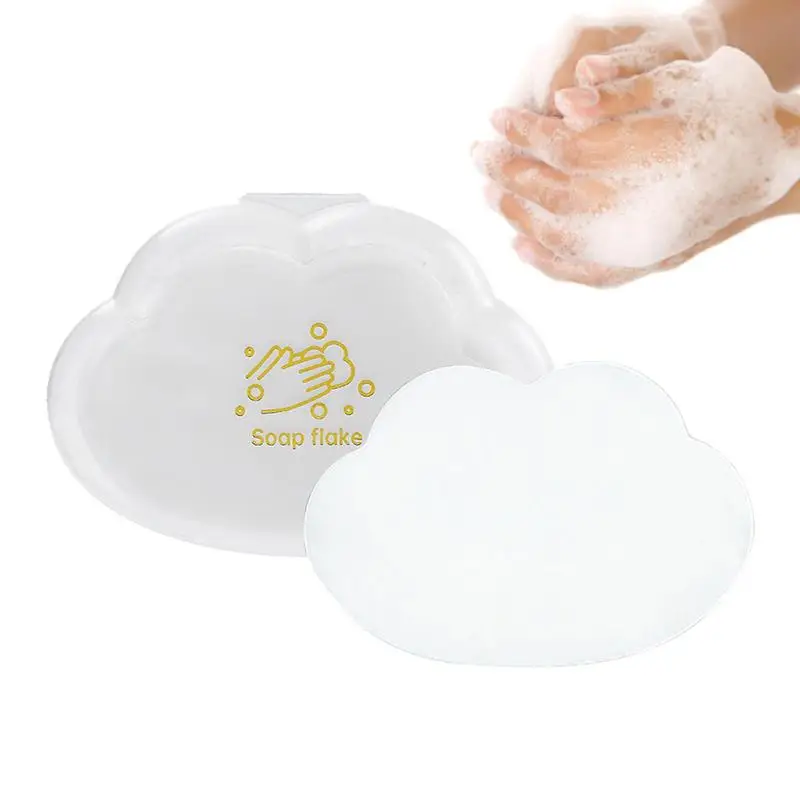 Hojas de jabón de viaje, escamas de jabón de nube, papel portátil para lavar las manos, mini tabletas de jabón, papel de jabón para uso en exteriores y en el baño