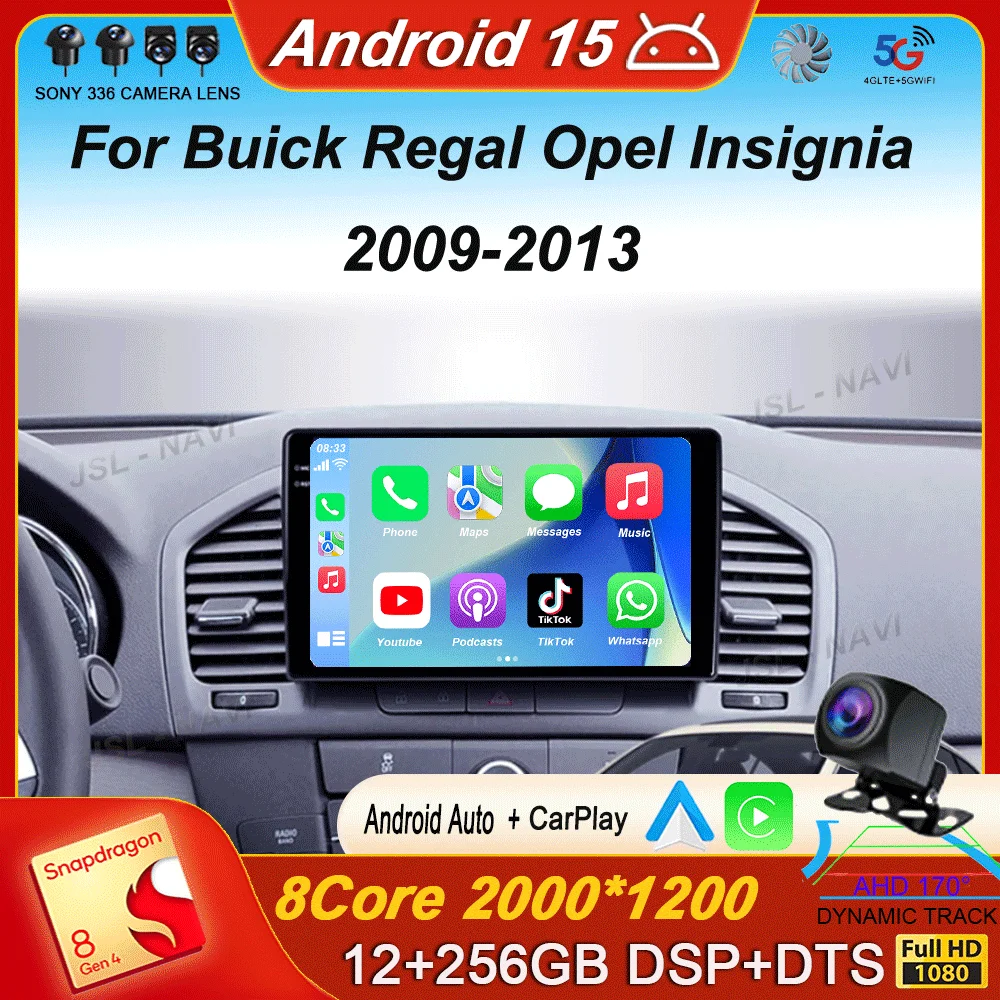 

Carplay Car Radio WIFI+4G For Buick Regal Opel Insignia 2009 2010 2011 2012 2013 Multimidia Player GPS Android15 Navi Stereo BT
