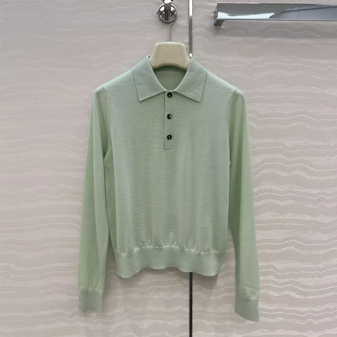 

Новый осенний роскошный вязаный пуловер из 100% шерсти, женский однотонный свитер с лацканами и пуговицами с длинными рукавами в консервативном стиле, милый свитер