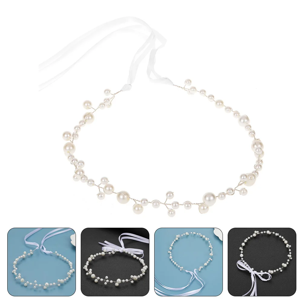

Pearl Hair Accessory Vintage Artificial Pearl Headband For Wedding Bride Hairband Women Headdress Sparkling Bridal Decor