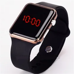 Montre numérique simple pour femmes et hommes, bracelet rose, montres électroniques LED pour enfants, montres-bracelets à cadran carré pour garçons