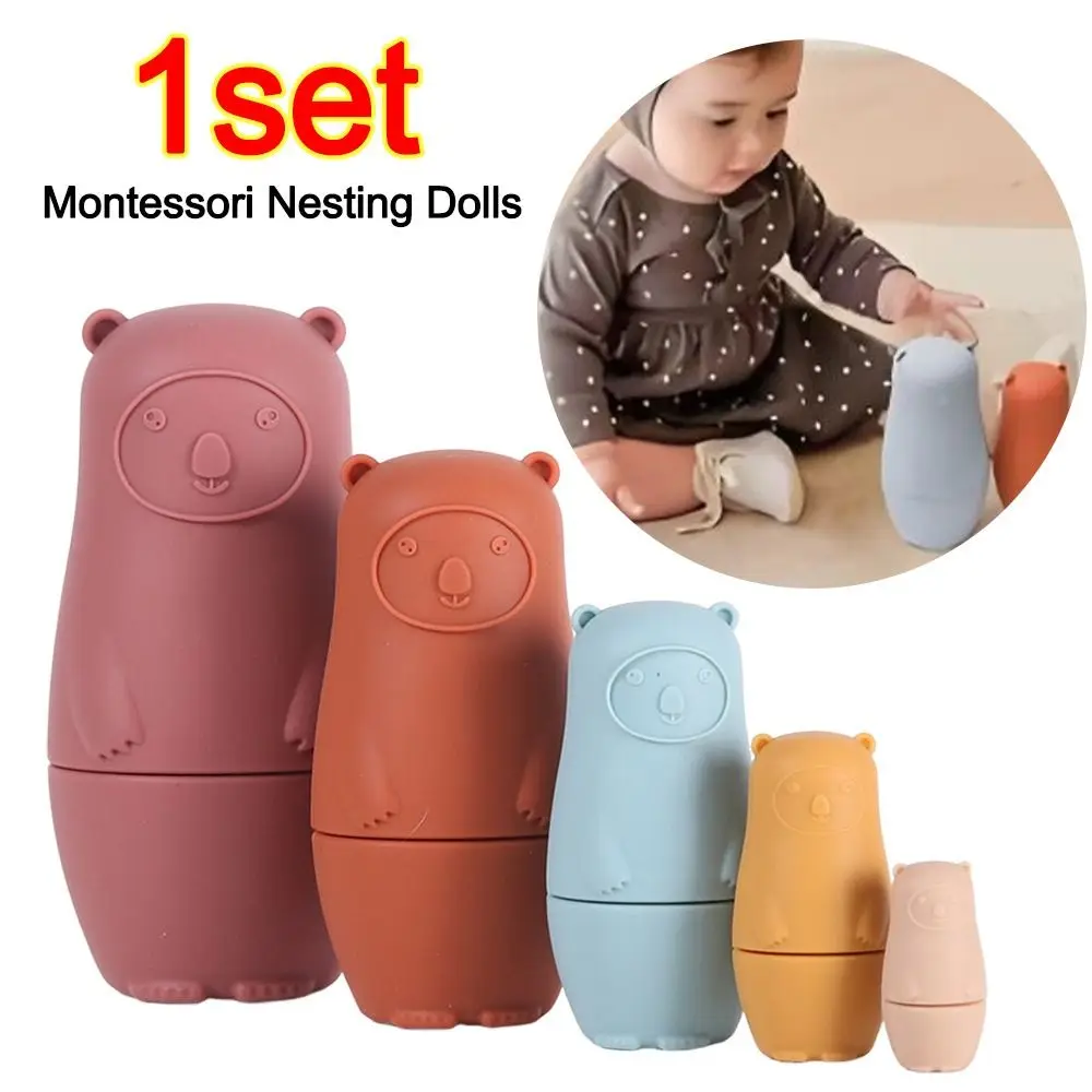 NEW Silicone Montessori Nesting Dolls Educational Nesting Design Russian Matryoshka Doll Interactive Educational Toys Children