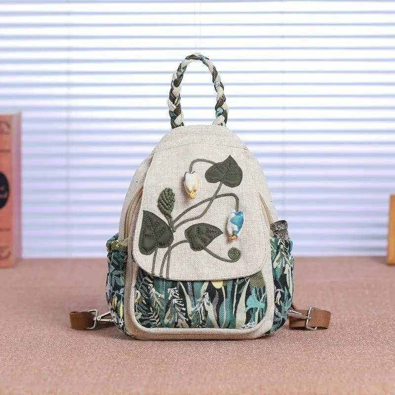 

Ethnic style vertical backpack travel backpack chest bag multi-purpose bag fabric women's backpack fabric women's bag