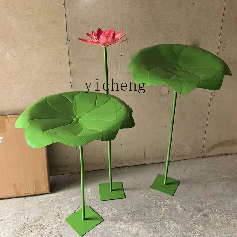 Iron Art Large Lotus Leaf Ornament Park Pond Water Feature Metal Decoration Landscape-X12