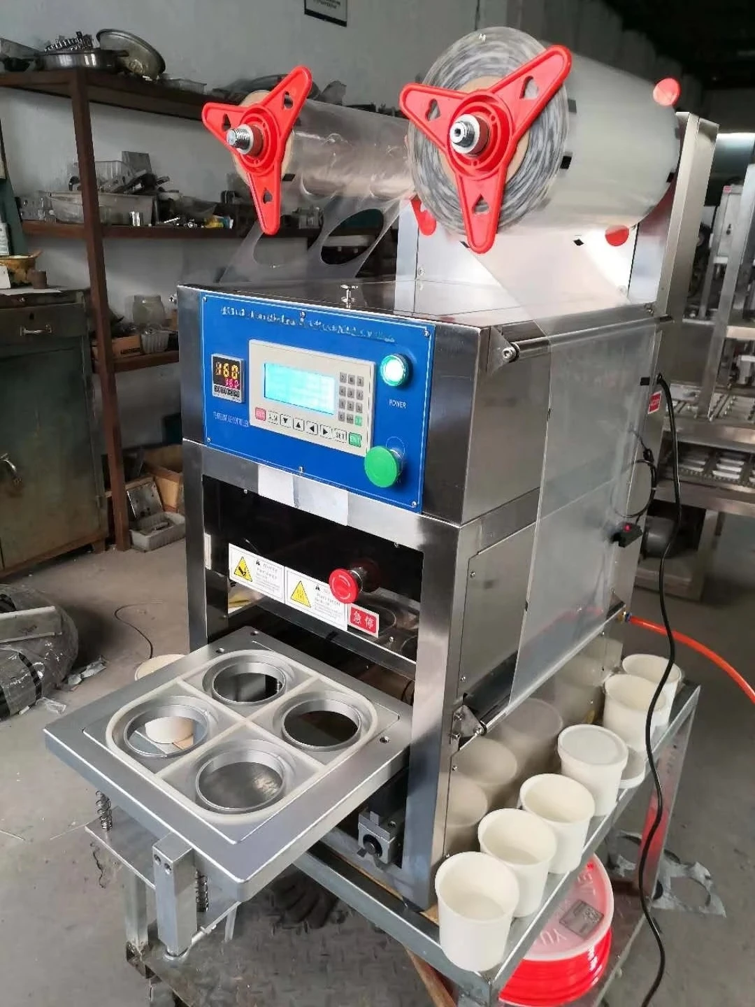 hot Automatic Cup Sealing Machine Tabletop Bubble Tea Plastic PP 4 Cups Sealer Machine