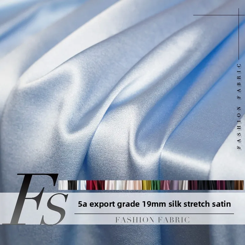 

19mm Solid Color Silk Stretch Satin Fabric for Skin-friendly Soft DIY Sewing Dress Shirt Clothing Fashion Spandex Cloth Material