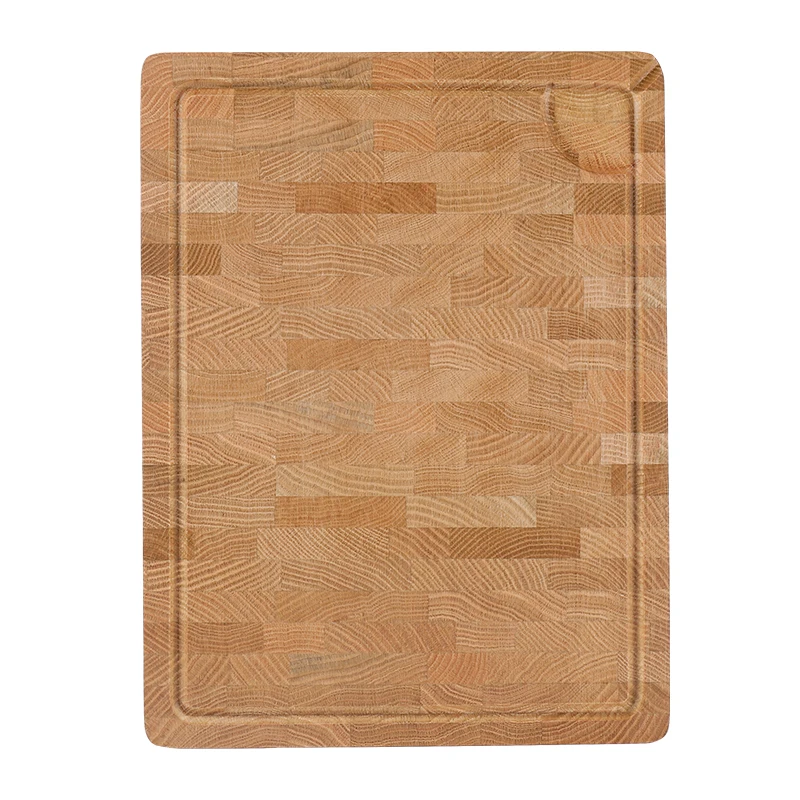 TJ POP Large Wooden Chopping Block Multi-Use Red Oak Wood End Grain Cutting Board With Juice Groove Eco-friendly Kitchen Boards