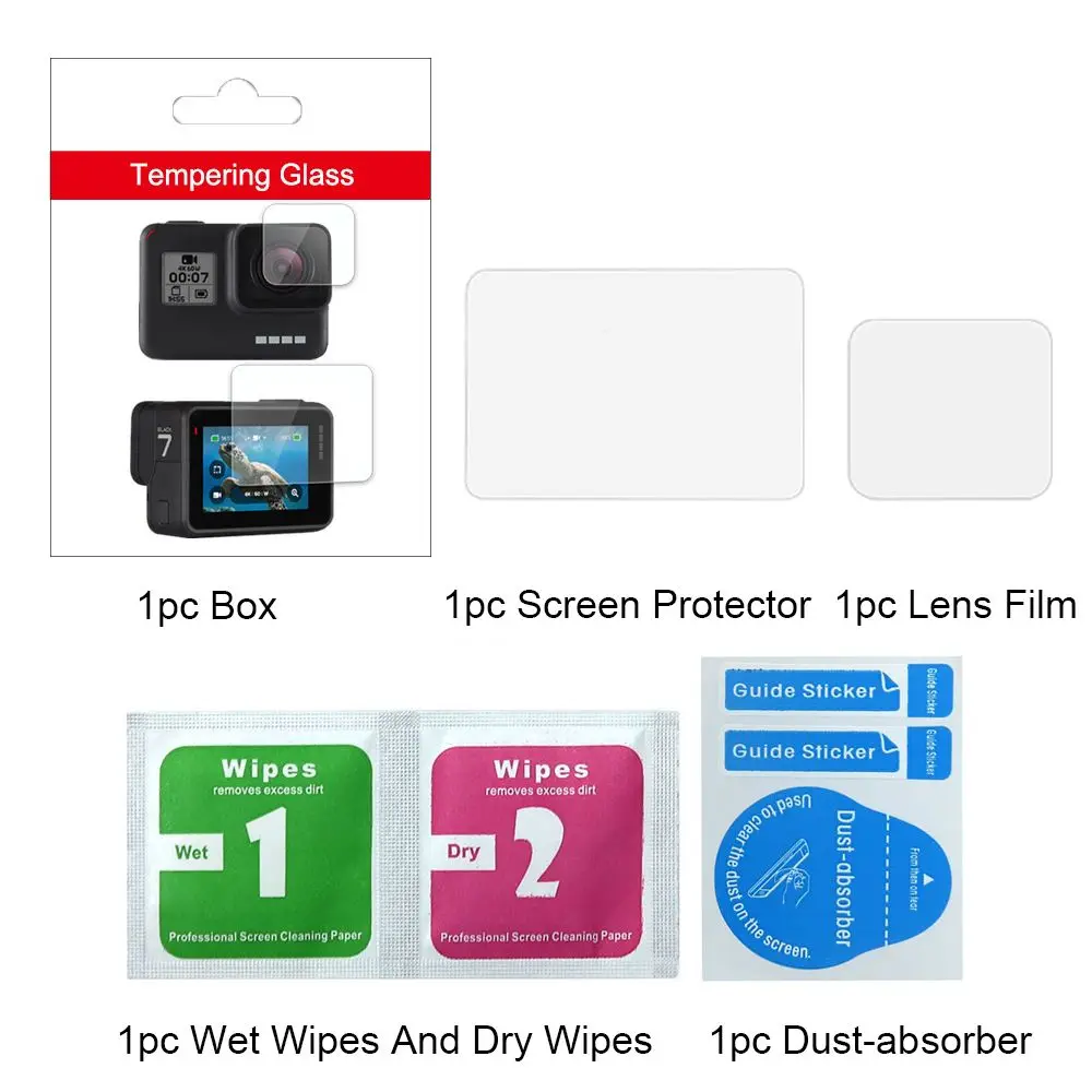 1SET Screen Protector for GoPro Hero 7 6 5 Accessories Protective Film Tempered Glass