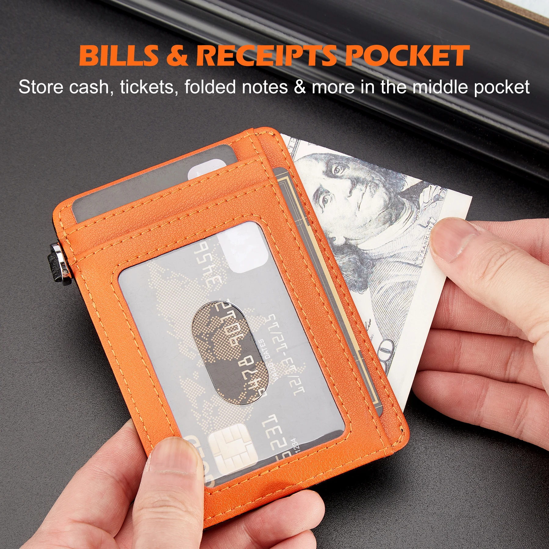 BISON DENIM Credit Card Holder Wallet RFID Blocking Slim Minimalist Carbon Fiber Wallet Men Women ID Card Holder