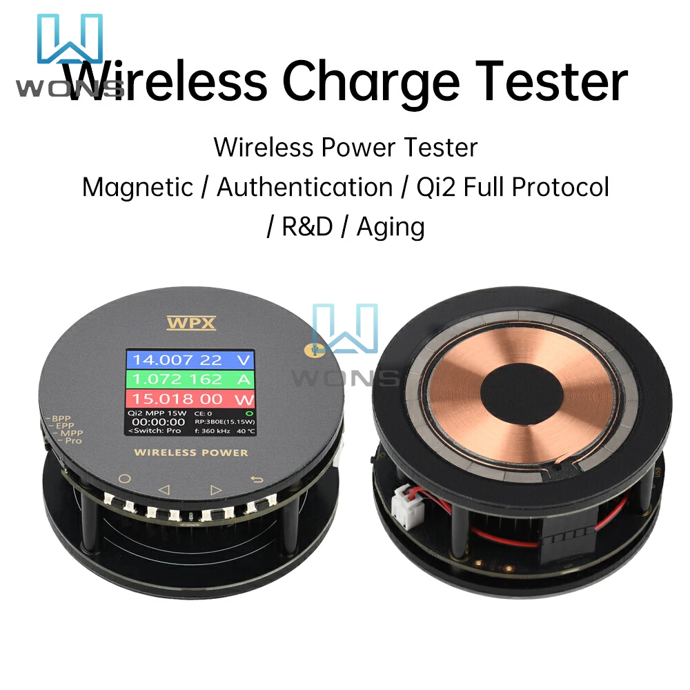 

1.54-inch WPX-0001A Multi-Function Magnetic Wireless Charging Tester Qi2 MPP25W Fast Charging USB Type-C Test Detector Monitor
