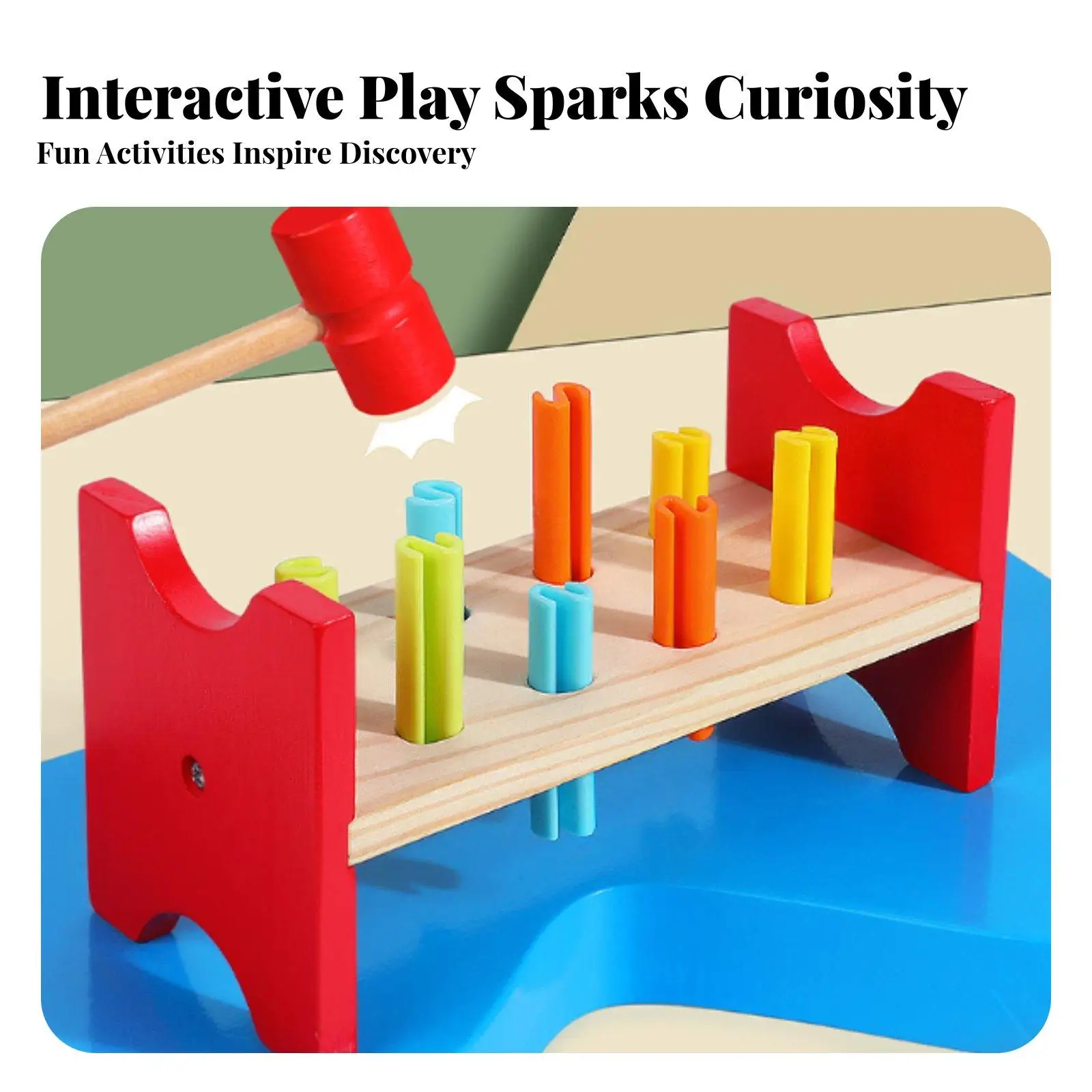 Wooden Pounding Bench Hand-Eye Coordination Wooden Bench Fine Motor Skills