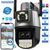 BESDER 9MP PTZ IP Camera Wifi 8X Digital Zoom Outdoor Dual Screens AI Auto Tracking Wireless CCTV Surveillance Camera iCSee App