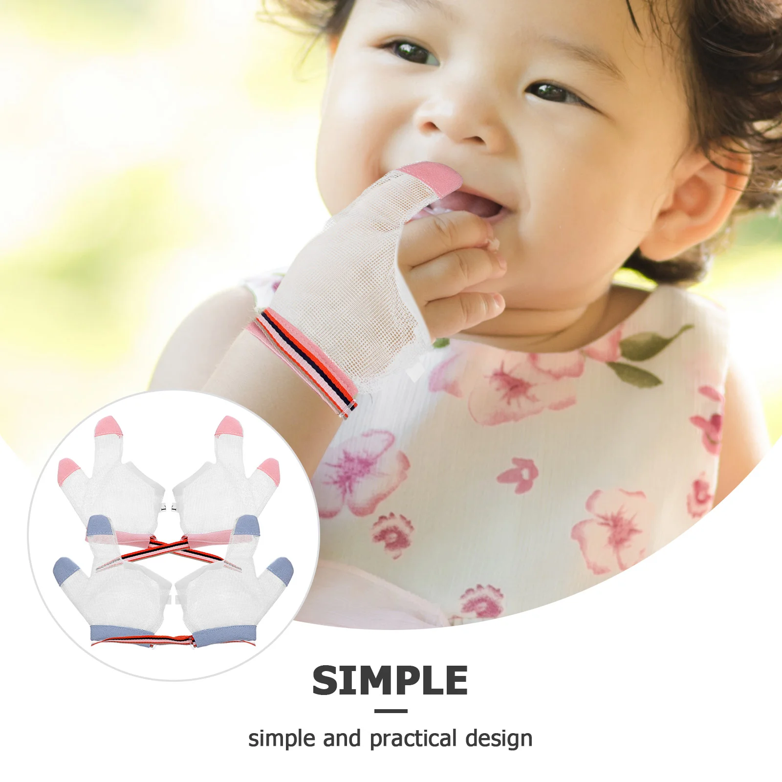 2 Pairs Ring Biting Gloves Stop Sucking Baby Finger for Kids Thumb Protector Protection Net Guard Infant Fingers