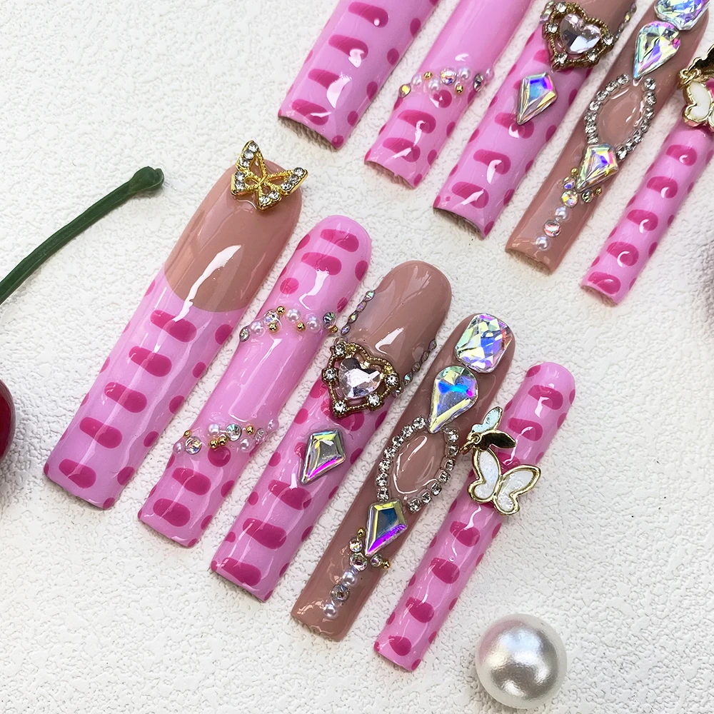 

55mm Extra Long Durable Glamorous Handcrafted Acrylic Nails Press on 10PCS UV Gel Handmade Exquisite Full Cover Fingernails Art