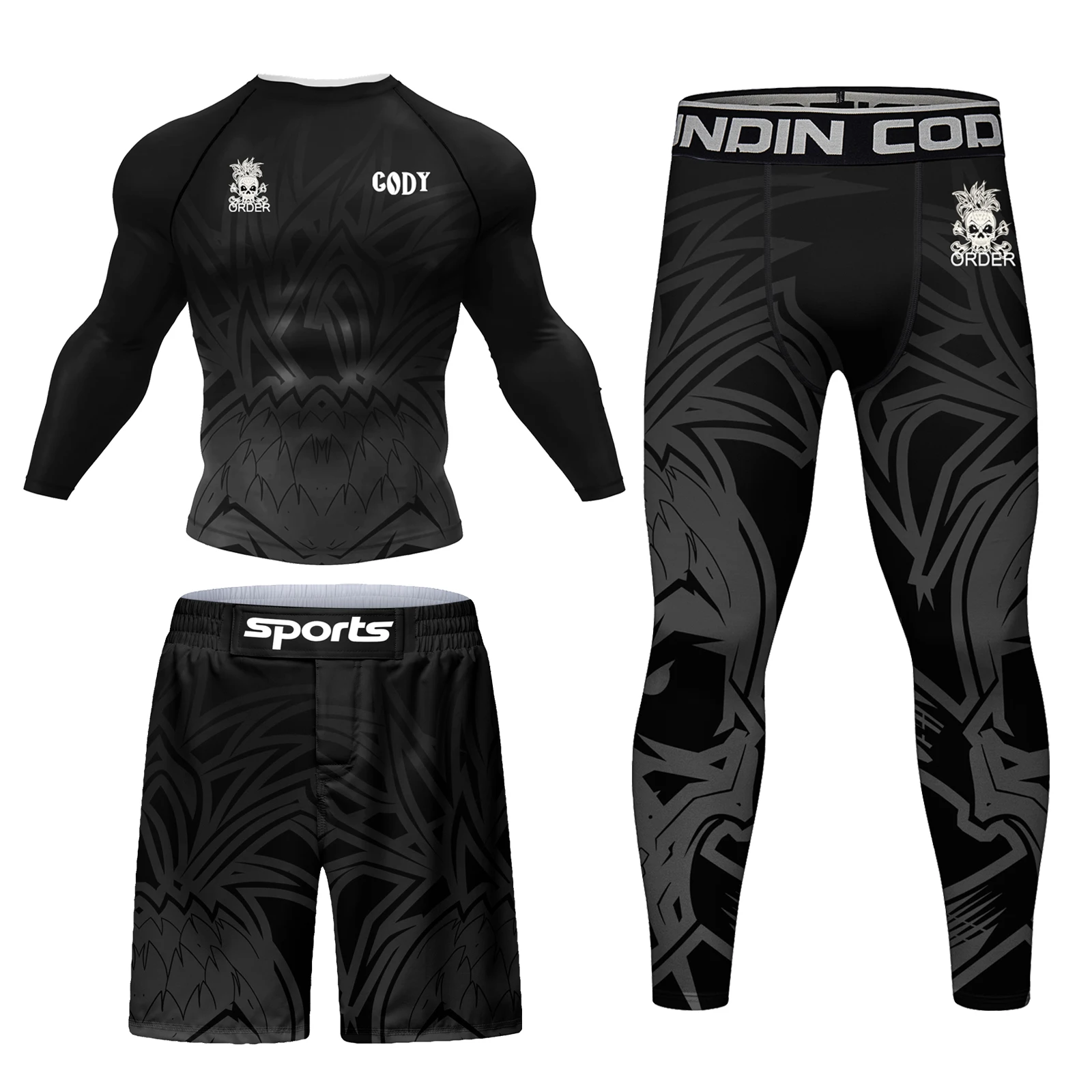 Sublimation Printing New Boxing MMA Rash Guard Jiu jitsu T-shirt Set Kickboxing Jerseys Sport BjJ Gi Muay Thai Shorts Sportsuit