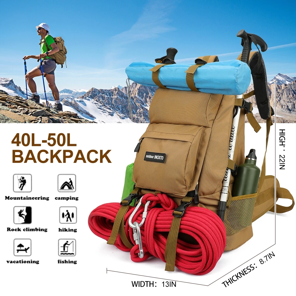 50 Litres Mountaineering Camping Backpack Male Waterproof Travel Rucksack Trekking Bag Men Climbing Hiking Backpack