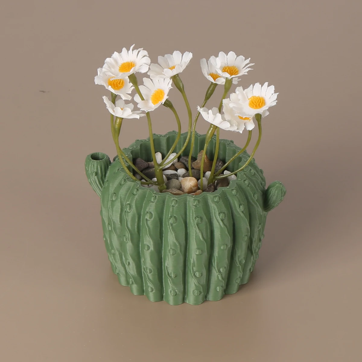 1 Cactus-Shaped Potted Plant with Drainage Holes, Lightweight Plastic Pot, Suitable for Indoor Tabletop Display