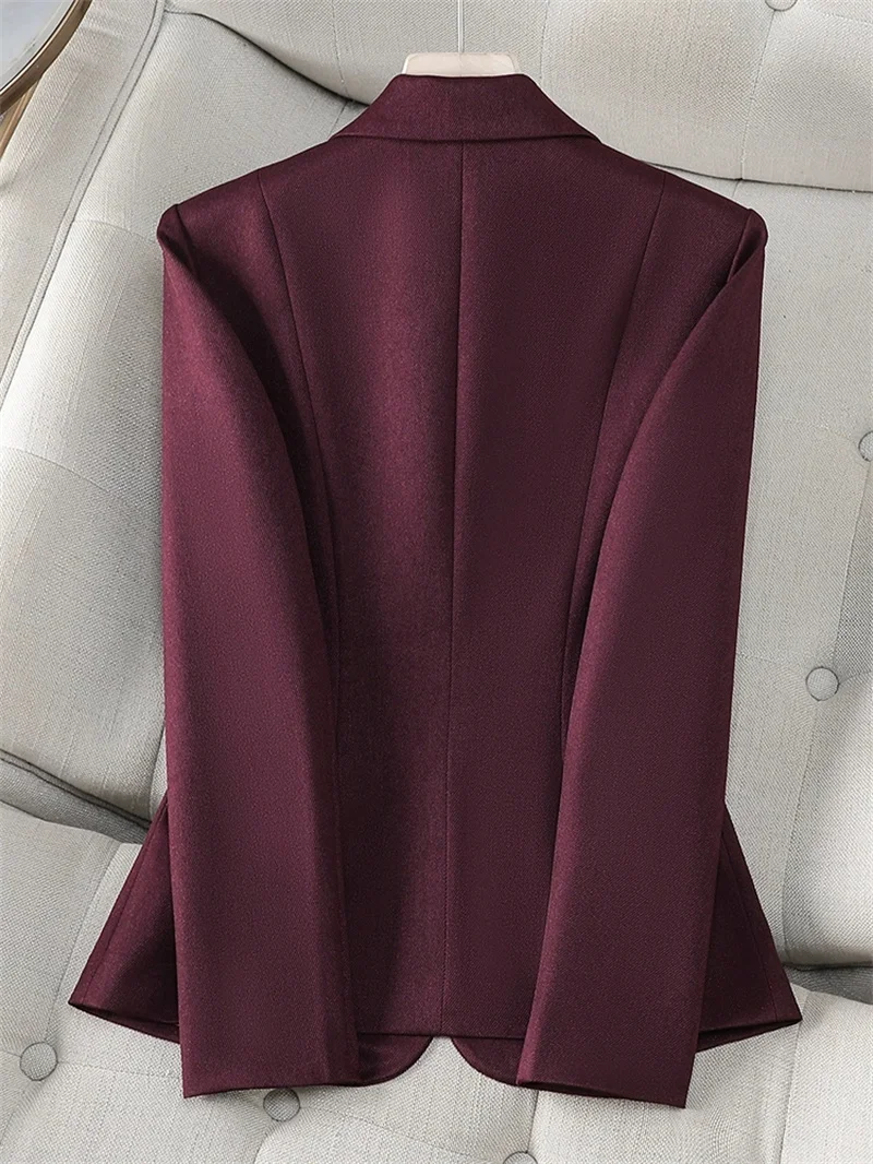 Women Blazer 2025 New Fuchsia Apricot Black Long Sleeve Single Button Suit Ladies Work Wear Jacket Coat Female Outerwear 4XL