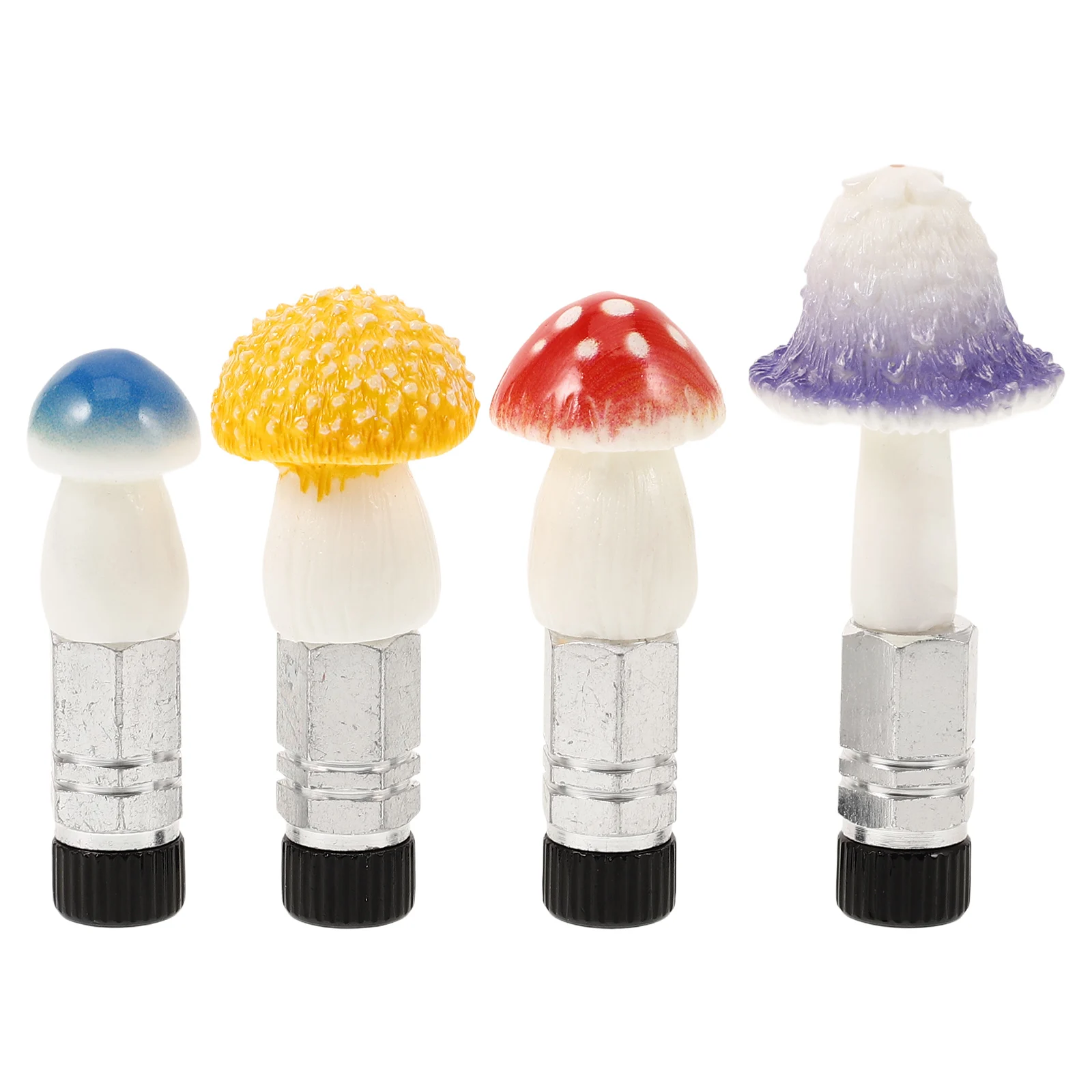 

4pcs Valve Core Set Decoration Funny Mushroom Tire Caps Compatible Metal Universal Stem Covers Bike Car Wheel