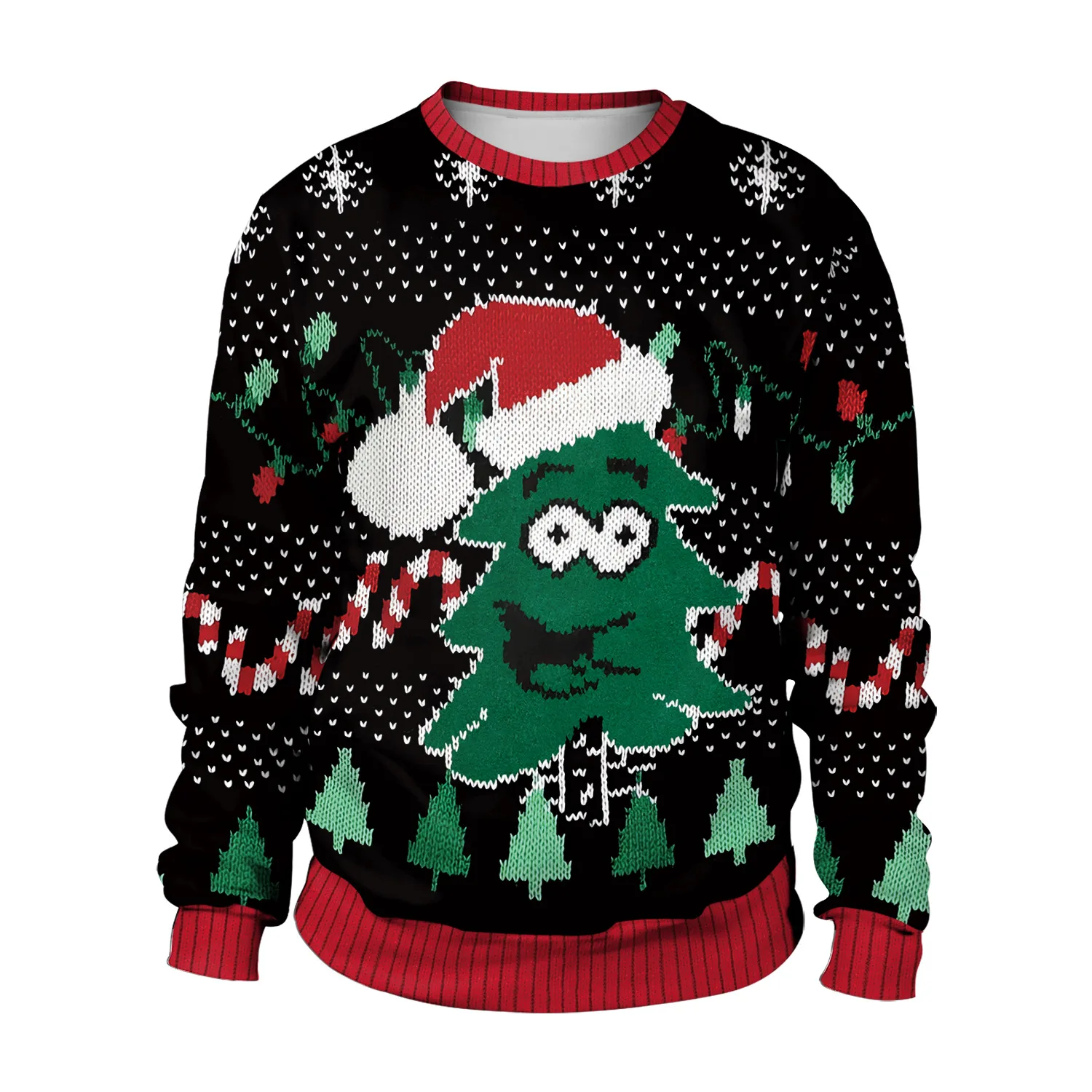 Men Women Tacky Xmas Sweatshirt 3D Cartoon Print New Year Eve Holiday Party Jumper Top Unisex Pullover Ugly Christmas Sweater