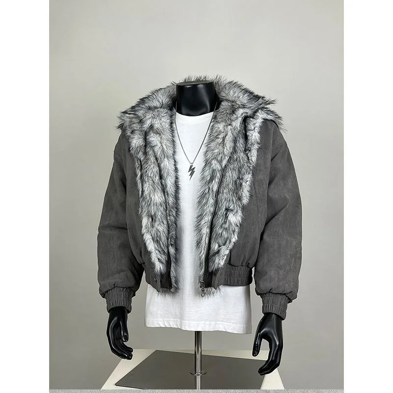 

Мужская зимняя хлопковая куртка Thiened, большой размер 250, широкая искусственная двухсекционная верхняя одежда, модный меховой воротник Cleanfit