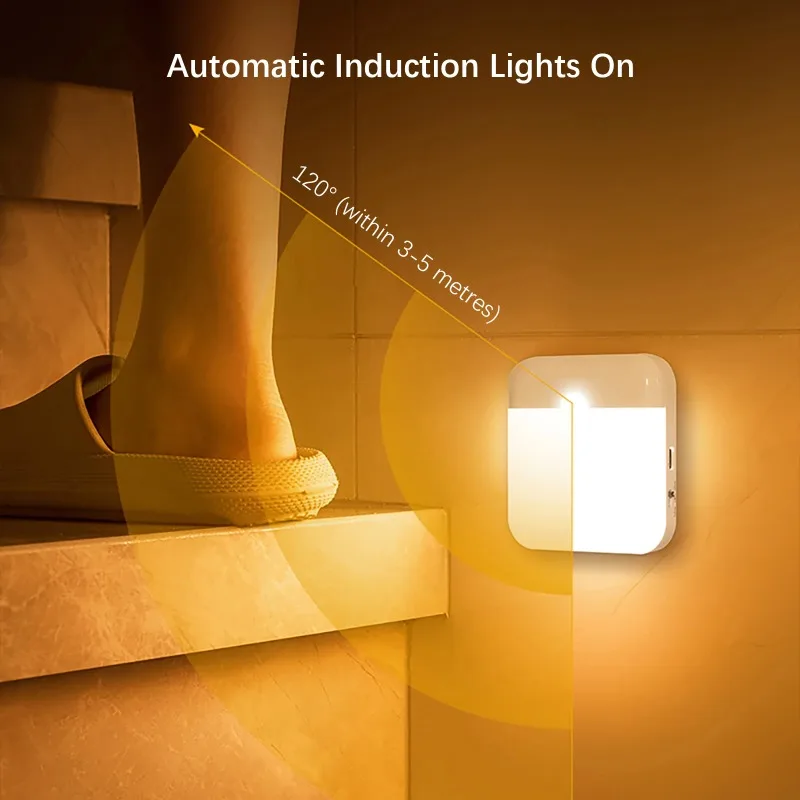 

Светодиодный беспроводной ночник, датчик движения человека, фонарь, перезаряжаемый настенный светильник, для кемпинга, летней лестницы, шкафа, кухни, туалета