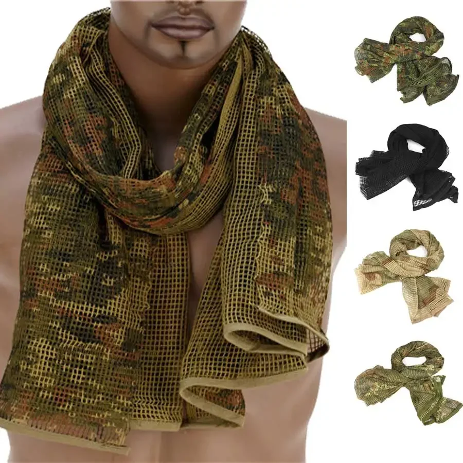 Cotton Scarf Tactical Camouflage Mesh Hidden Camo Scarf for Outdoor Hunting Photography Mask Shotgun Sun Protection Scarve