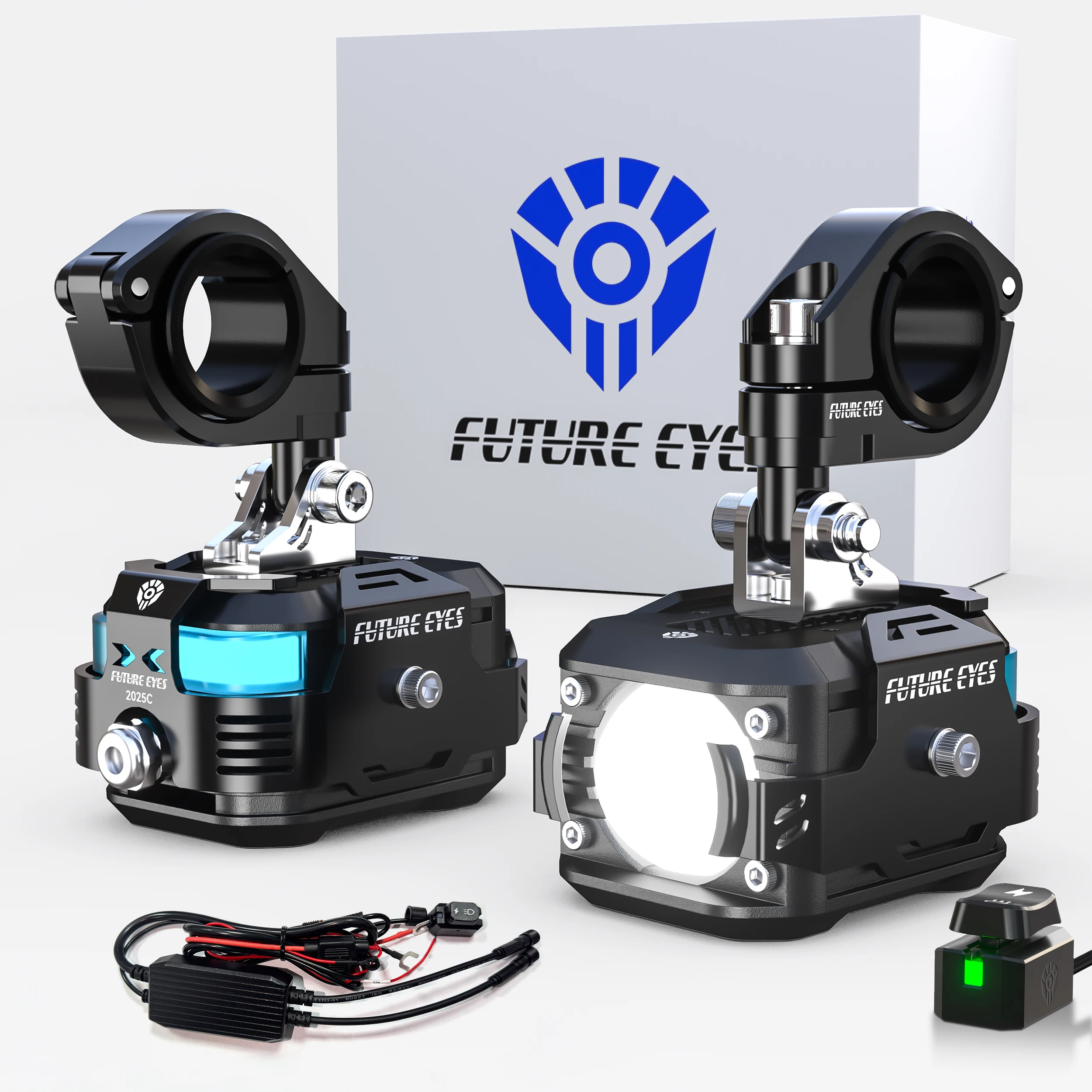 Future Eyes F150pro - LED Motorcycle Fog Lights, Waterproof  Auxiliary Driving lights, plus rear ambient lights and 4-color DRL