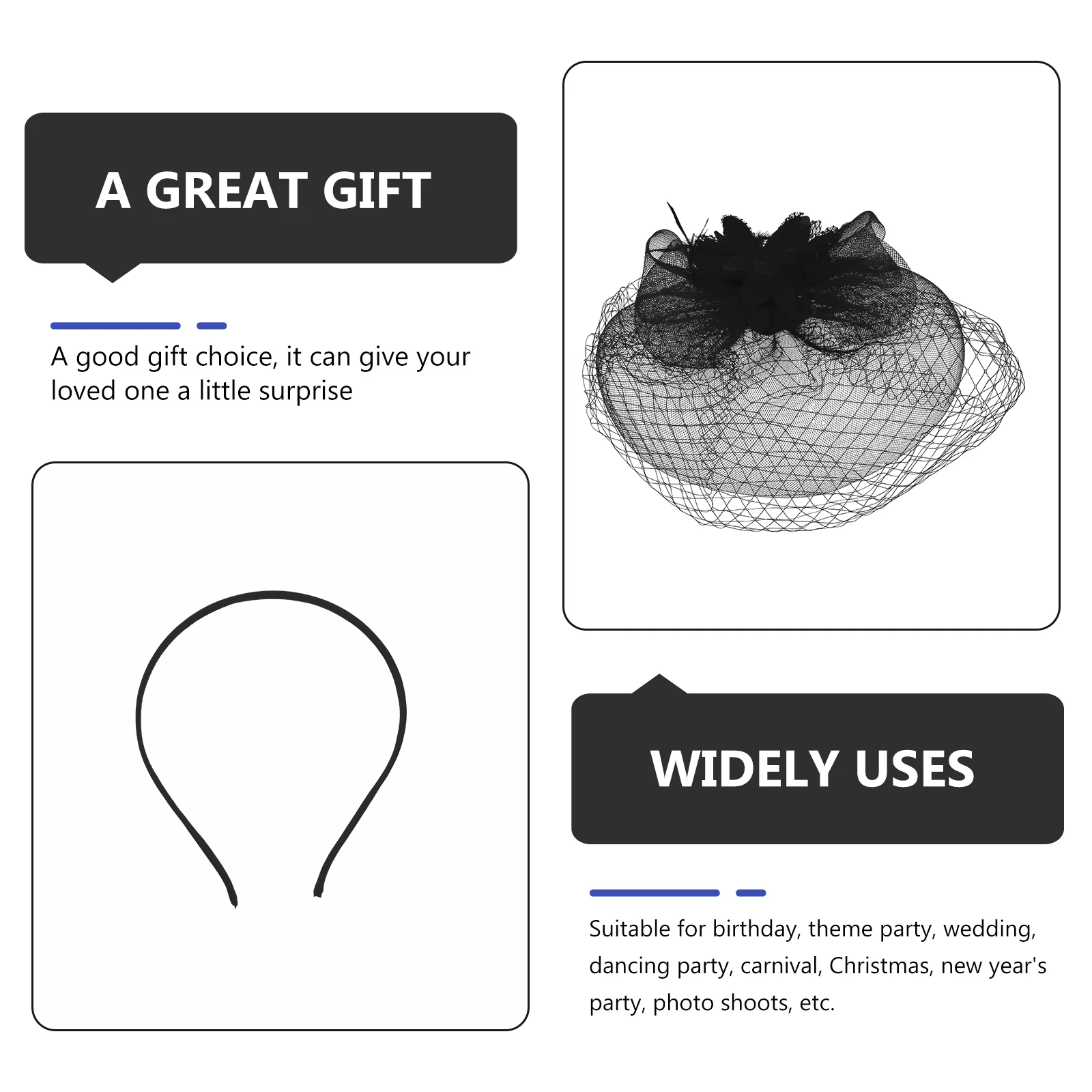 

Elegant Mesh Hairband Bridal Headdress Wedding Party Veil Hat Decor Yarn Headpiece Costume Accessory For Cosplay Photo