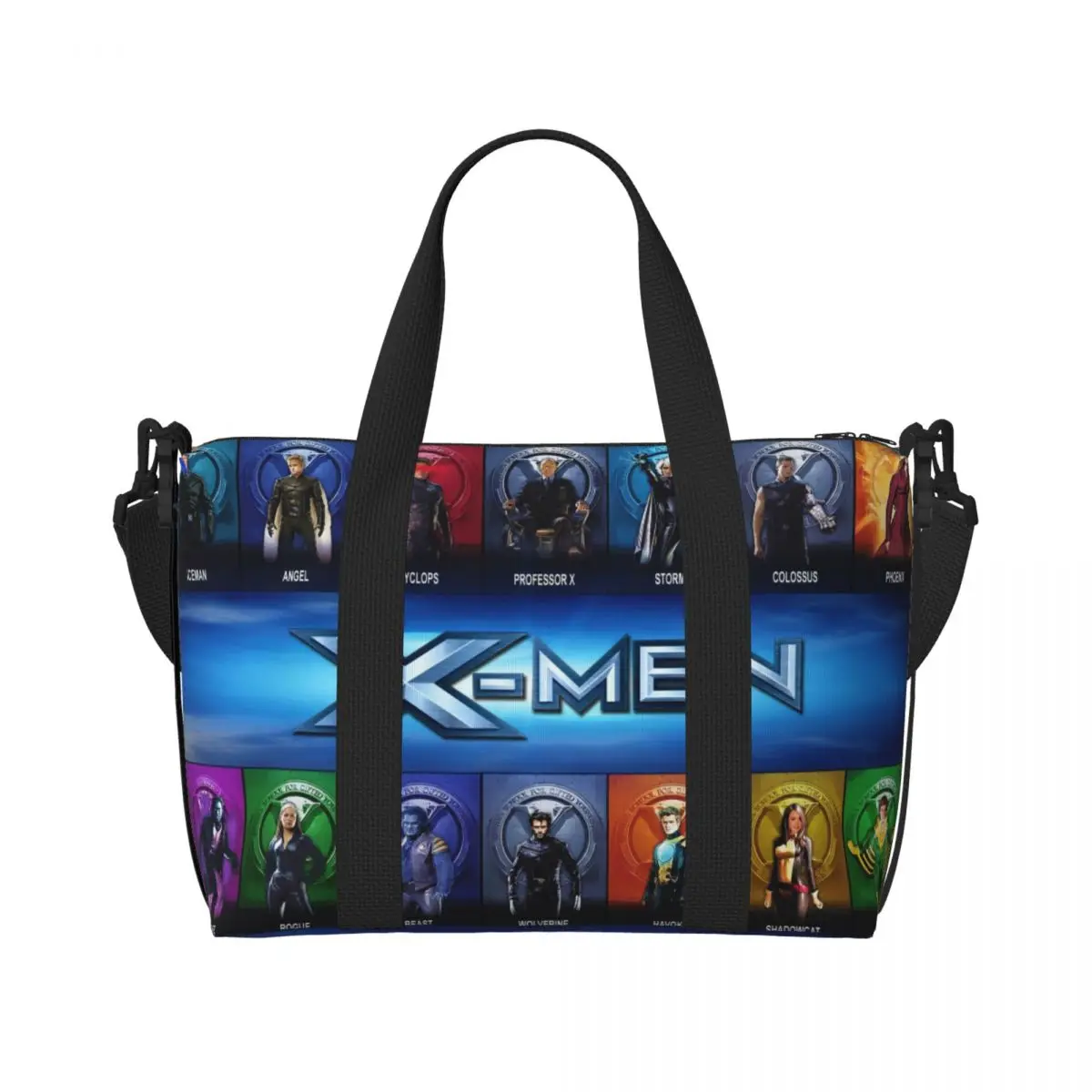 

Custom X-Men Marvel Film Tote Bag Women Large Capacity Gym Beach Shoulder Travel Bag
