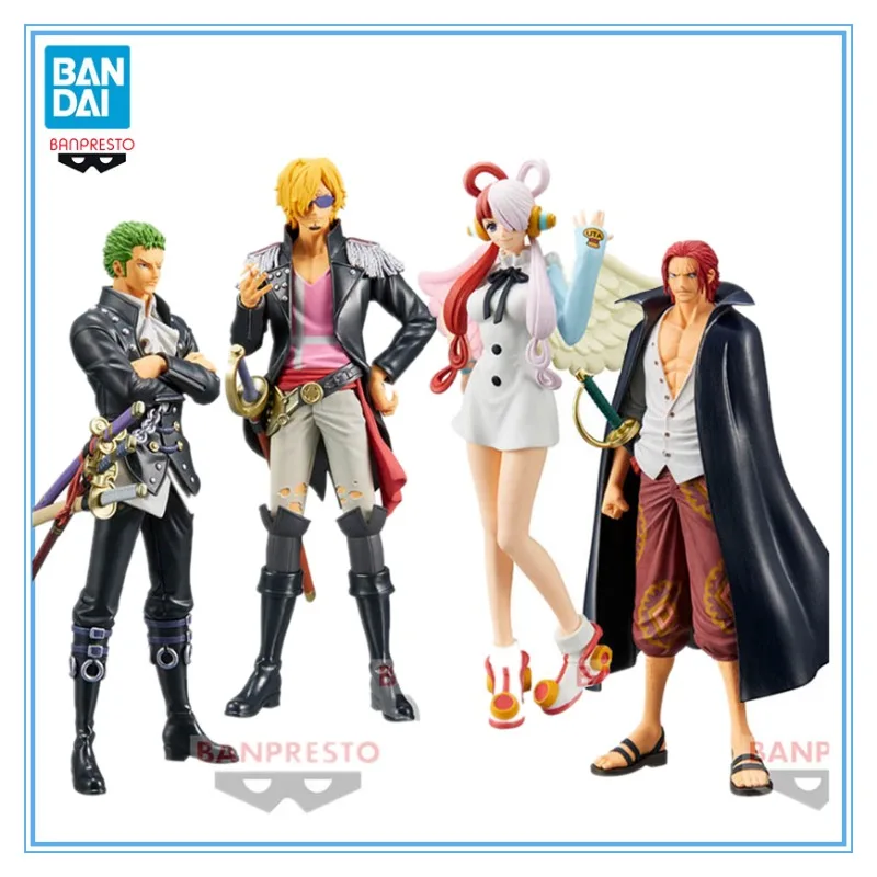 Original Banpresto One Piece Dxf Anime Figure Roronoa Zoro Uta Shanks Sanji Red Theatrical Version Action Model Collectible Toys