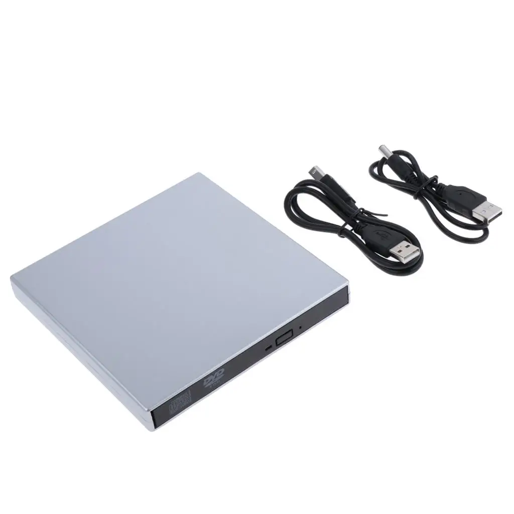 Portable Alloy USB DVD RW CD Drive Slim External Reader Burner for Mac OS Windows Laptop PC