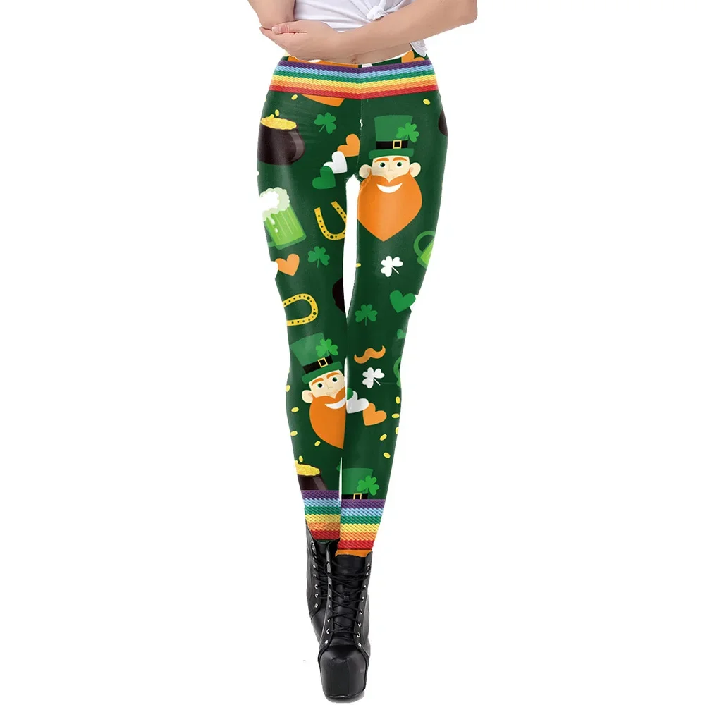 St. Patrick's Day Cosplay Casual Leggings Green Clover Printed Leggings Sport Women Fitness Trousers Drop Shipping