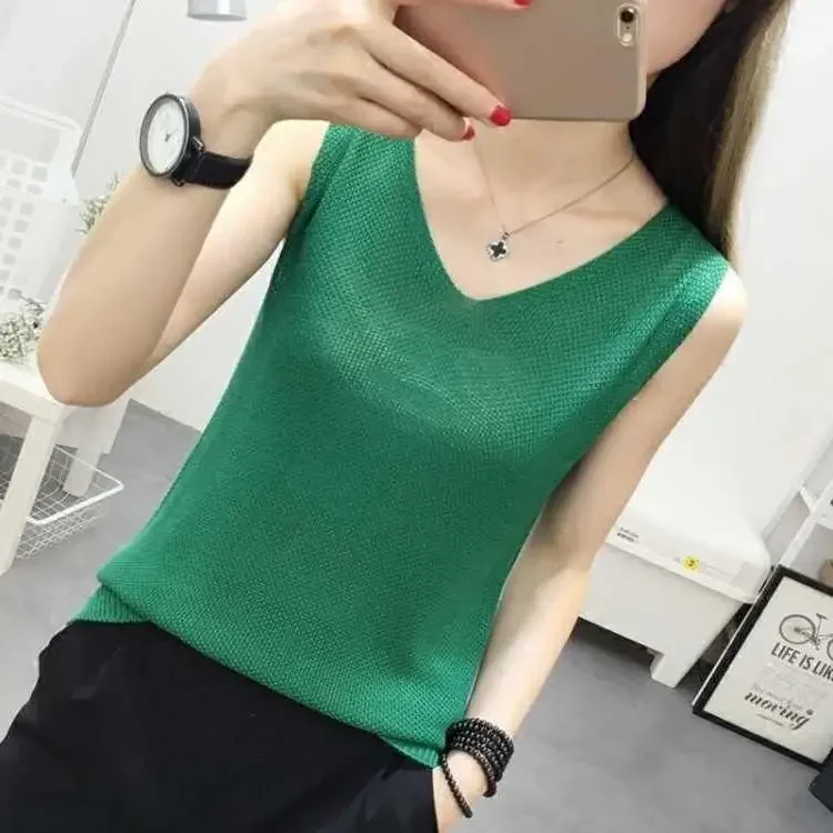 

Spring Summer Tank Tops Women Sleeveless Knitted Loose Singlets Camisole Loose T Shirt Ladies Vest Cotton Slim Ladies Thin Vest