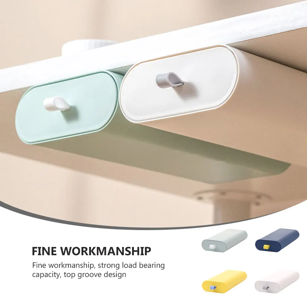 

4pcs Under Table Storage Drawer Box Self-Adhesive Desktop Organizer Drawer For Stationery Usb Cable Office